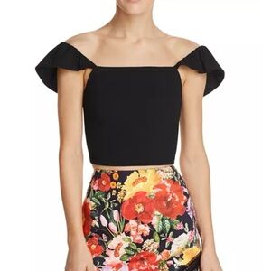Alice and Olivia Celestia Cropped Top - Black - Size 2